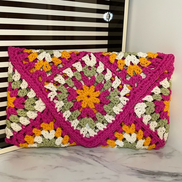 Summer Bright Colorful Crochet Clutch - Picture 1 of 11